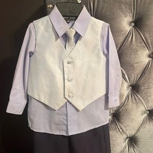 Boys formal suit 4 piece with tie and vest-light blue